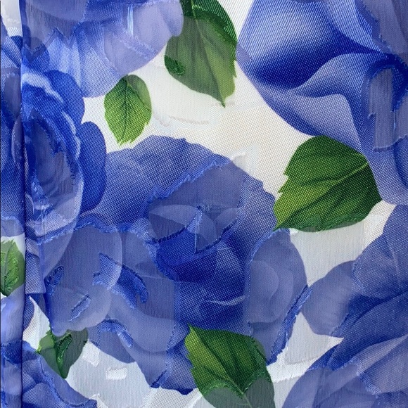 ❌DONATED❌Royal Blue White Floral Off Shoulders Ruffled Lined Maxi Dress - Picture 12 of 17